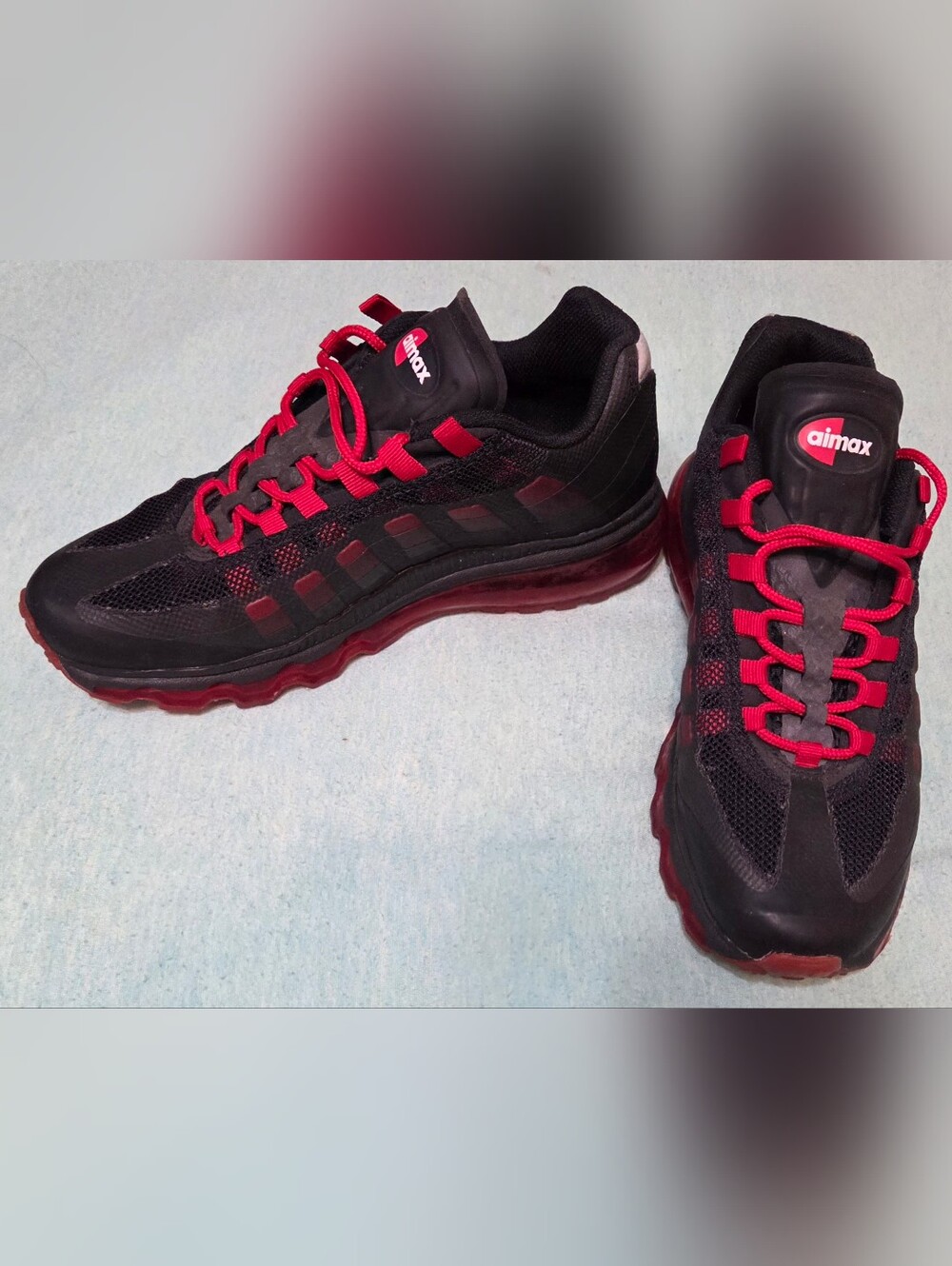 Kid's Nike Airmax 95 Black and Red Running Shoes Sneakers Size 5Y